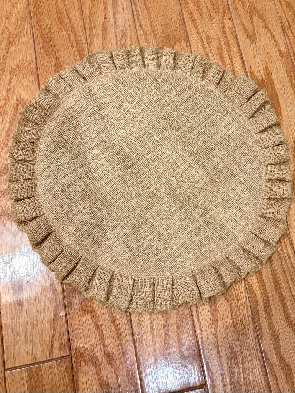 New Set of 6 Round Burlap Ruffle Placemats | Farmhouse Rustic Table Decor